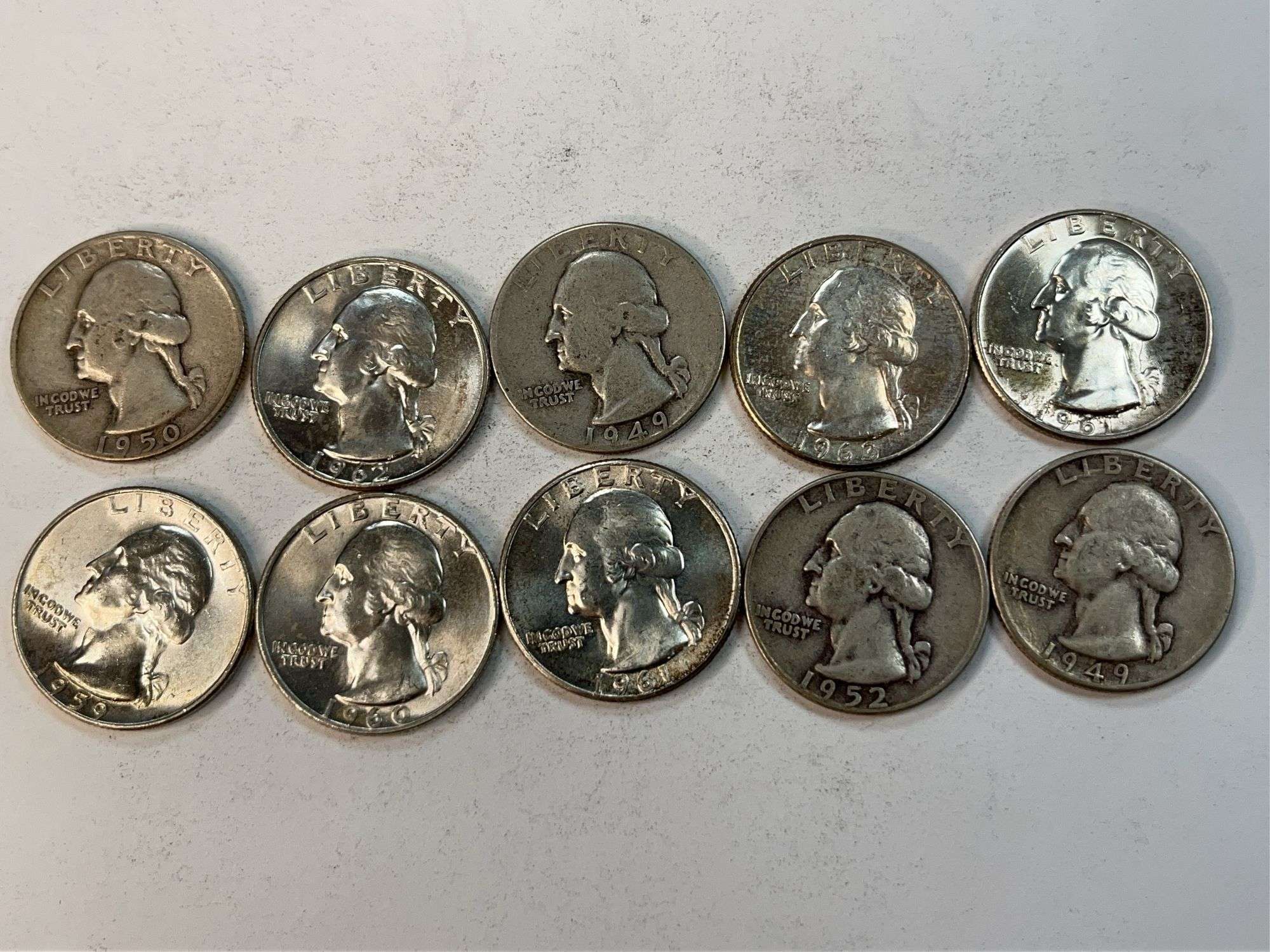 (10) Silver Washington Quarters