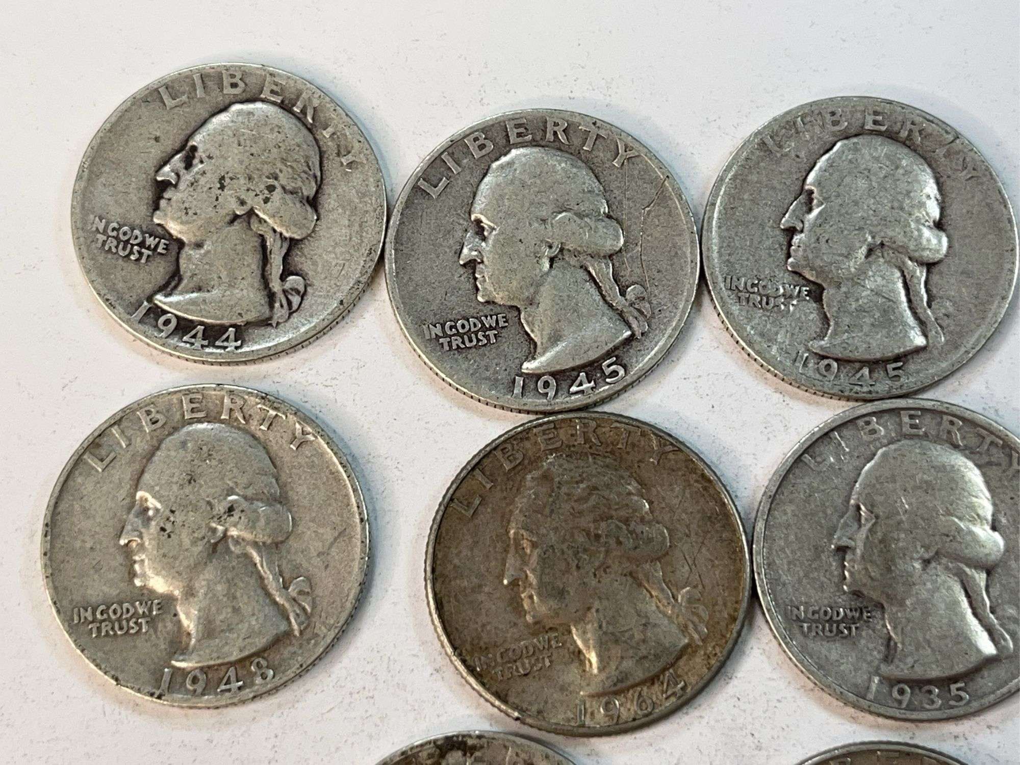 (10) Silver Washington Quarters