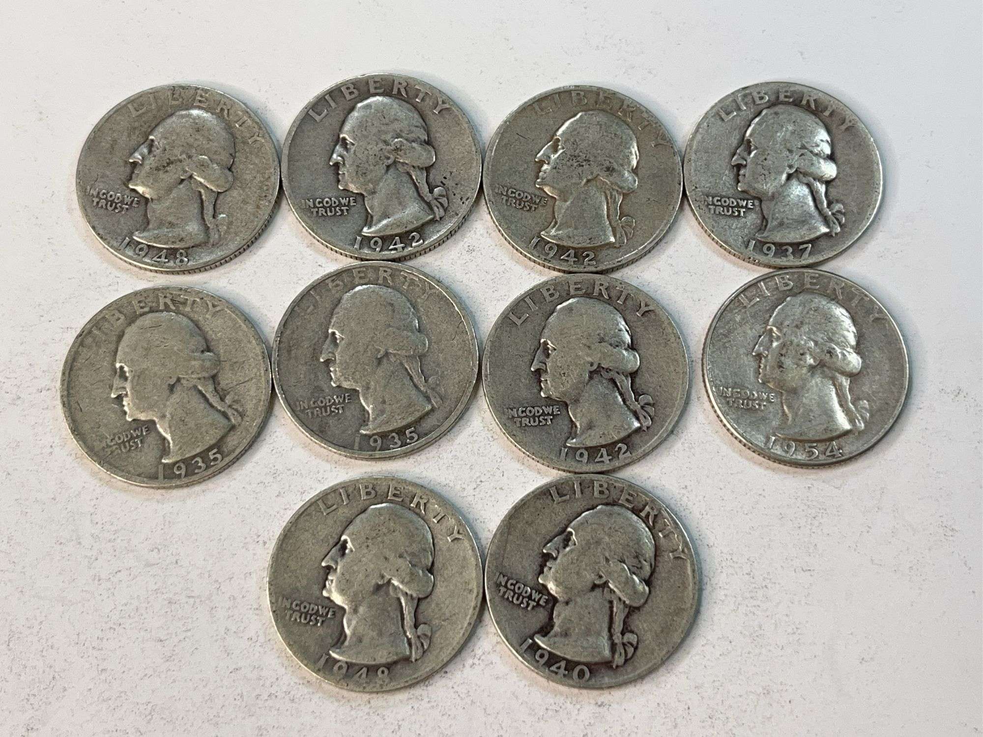(10) Silver Washington Quarters
