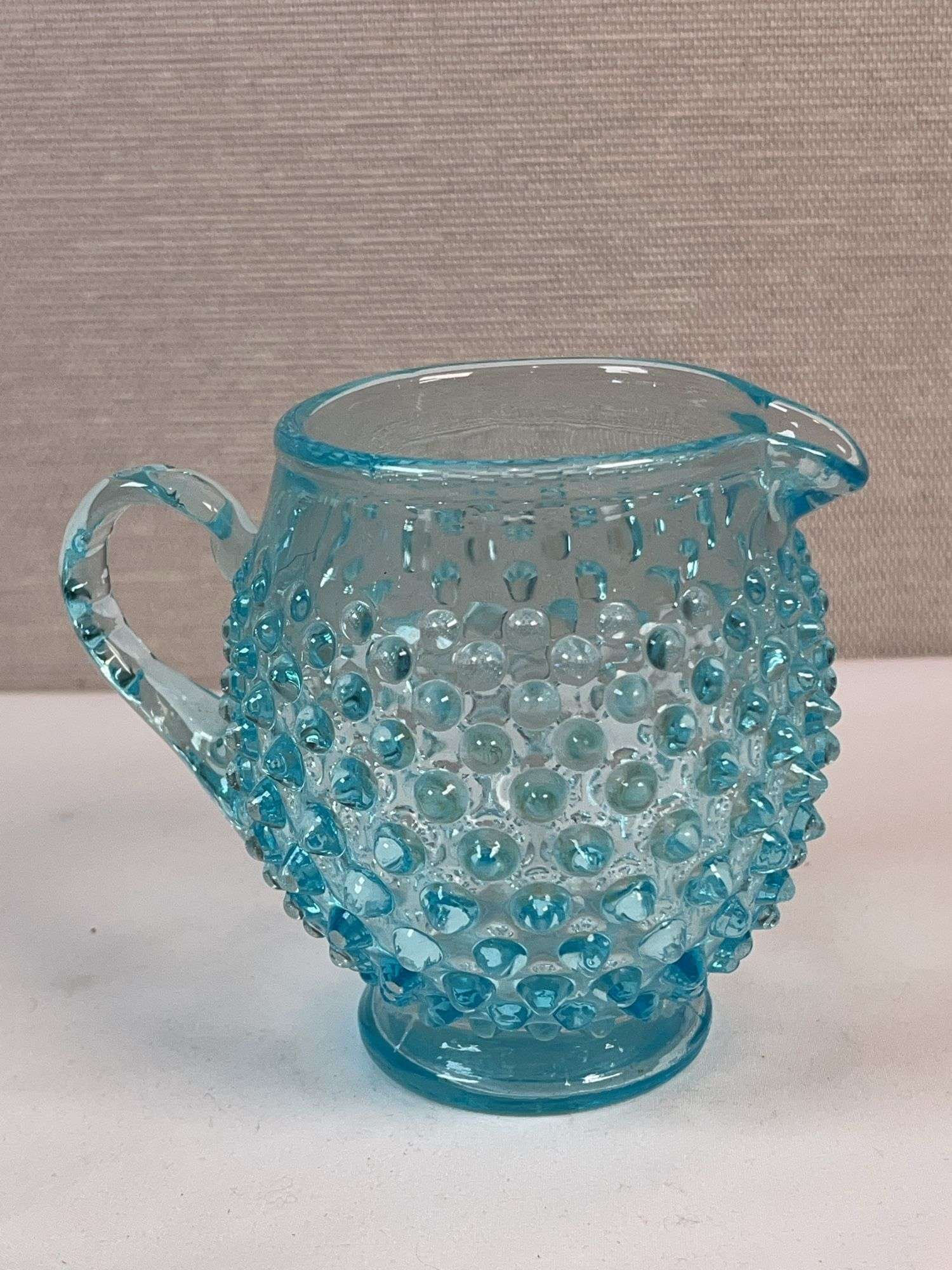 Fenton Blue Opalescent Hobnail Creamer