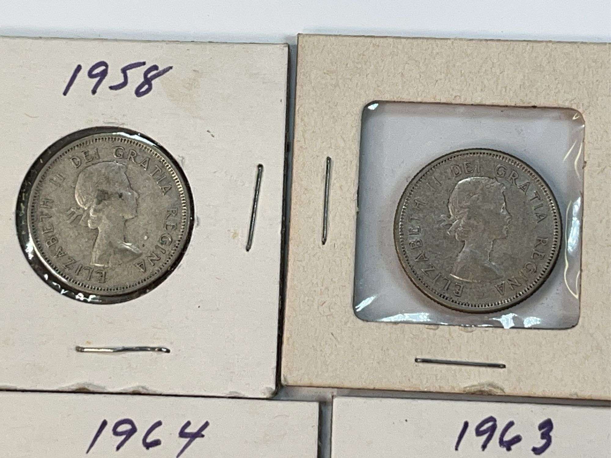 9 Pre-1967 Canadian Quarters