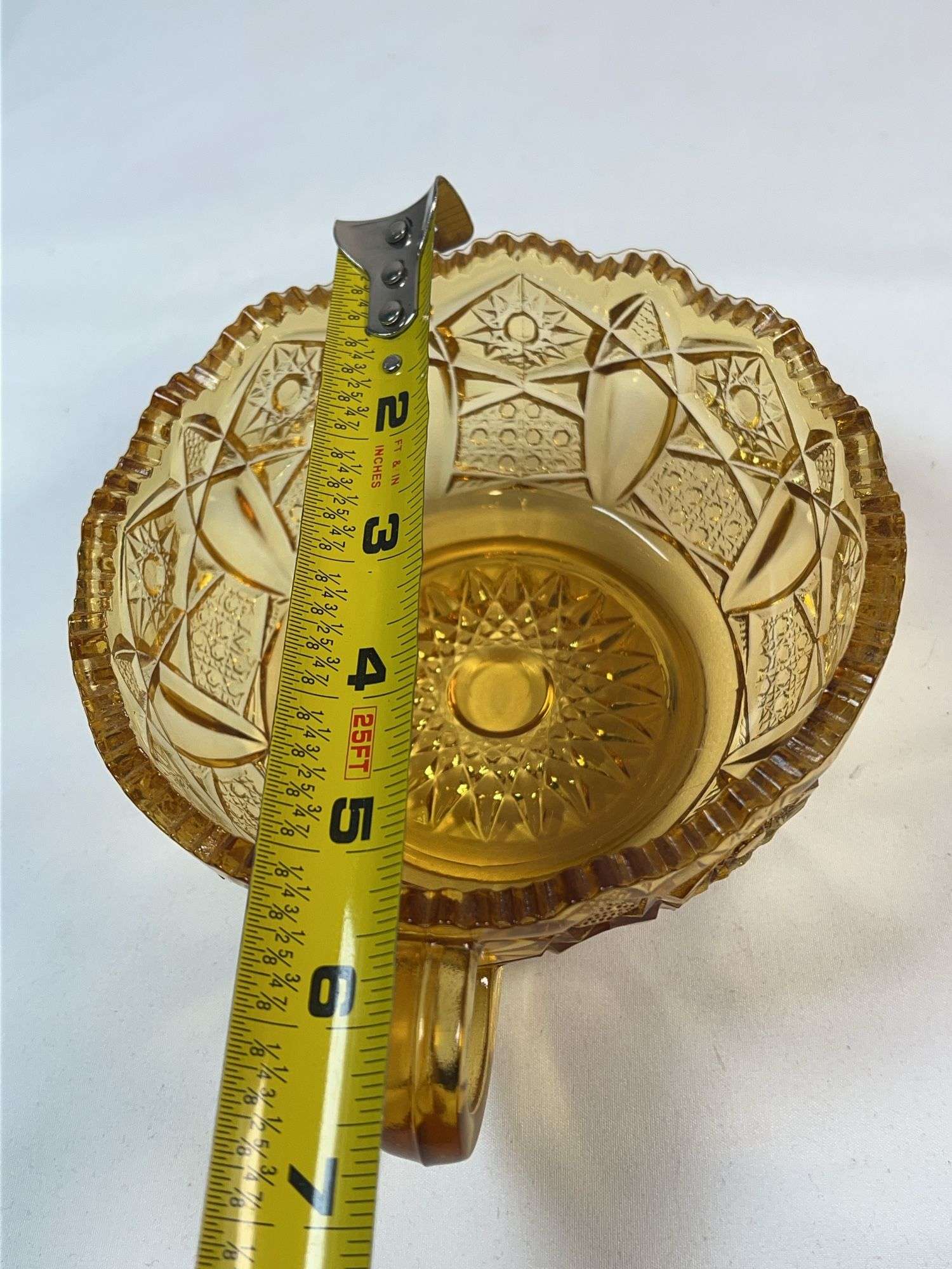 Amber EAPG “Canadian” Pattern Handled Nappy – Duncan & Miller