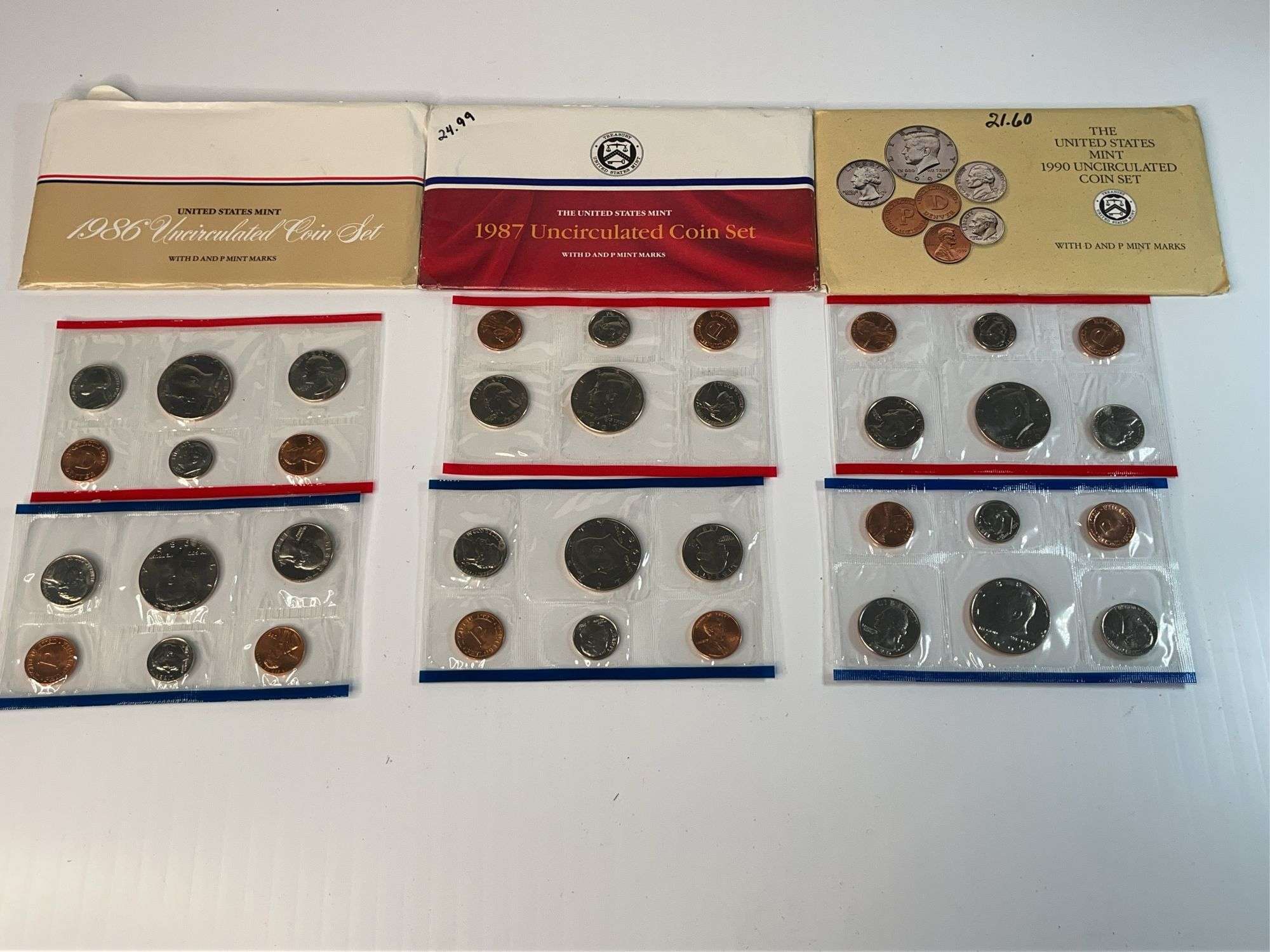 1986, 1987, 1990 US Mint Uncirculated Sets