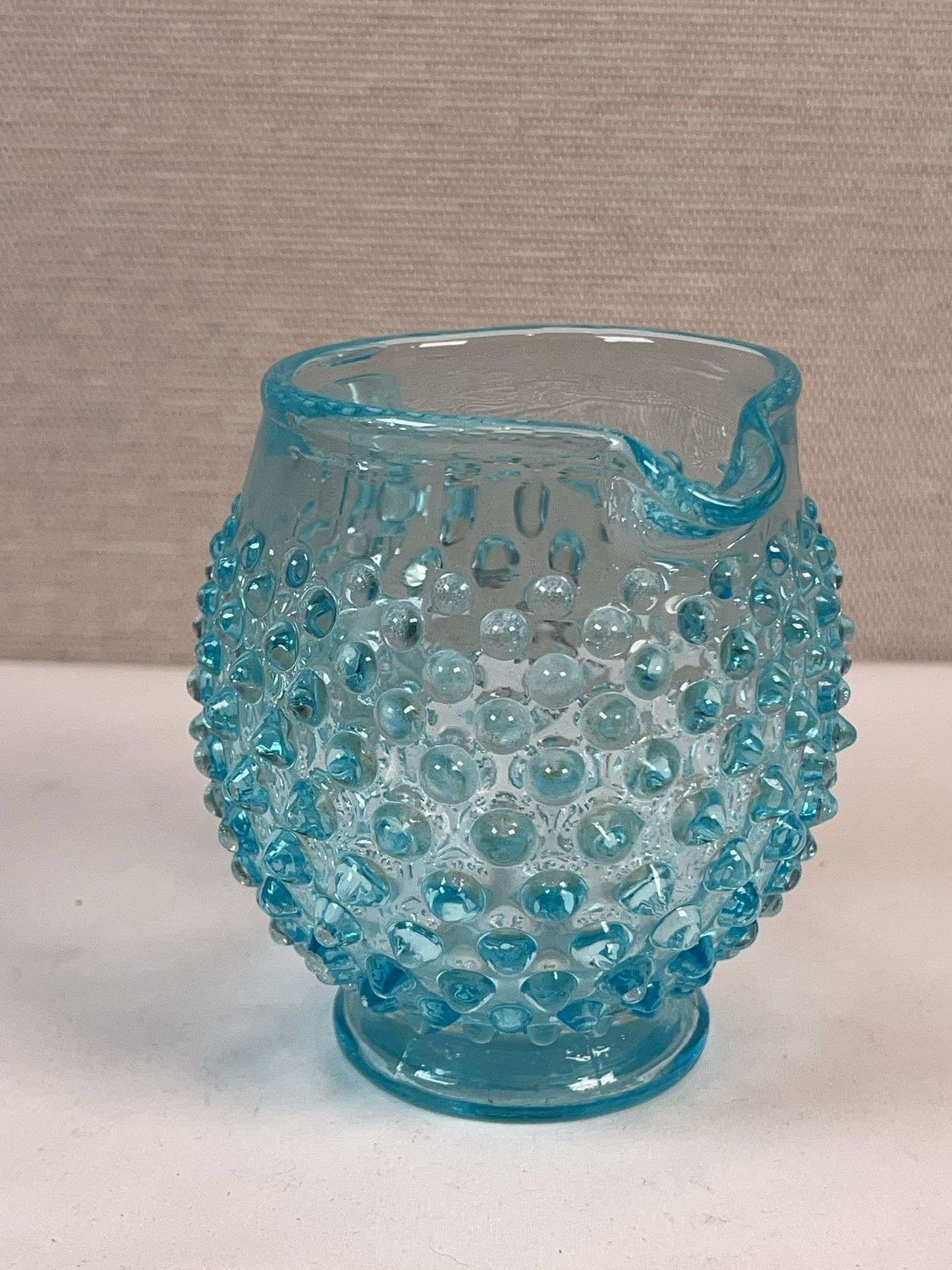 Fenton Blue Opalescent Hobnail Creamer