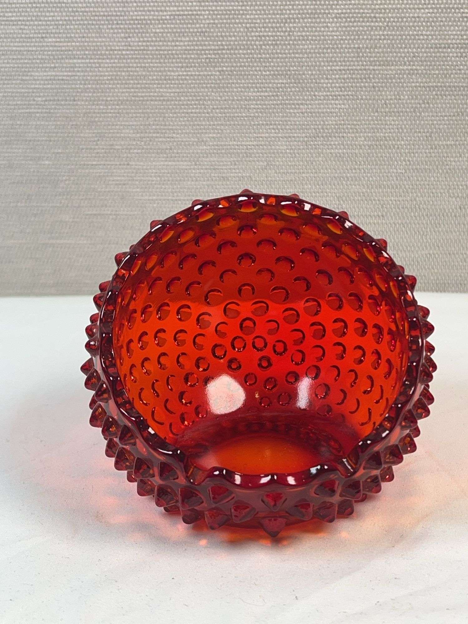Vintage Fenton Hobnail Amberina Orb Ashtray Trinket glass