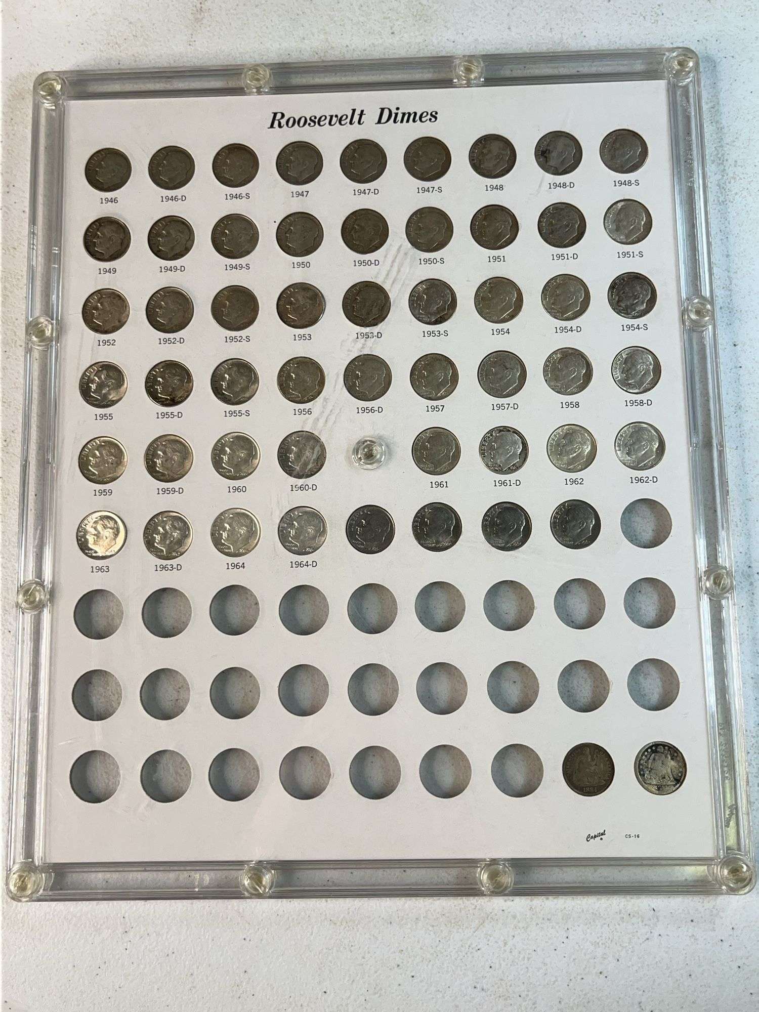 Roosevelt Dime Set, 1884 and 1857 Seated Liberty Dimes