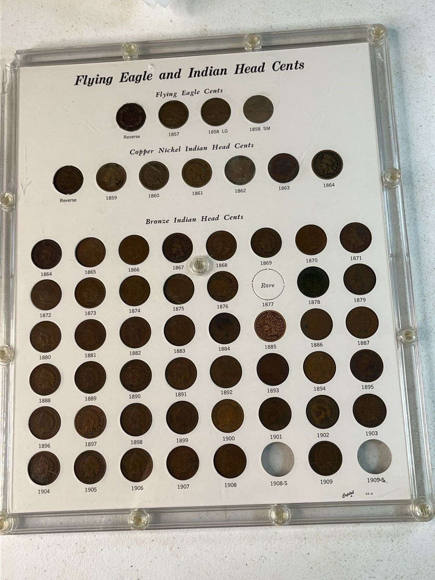 Flying Eagle and Indian Head Cents Set -Missing 1877, 1908-S, 1909-S