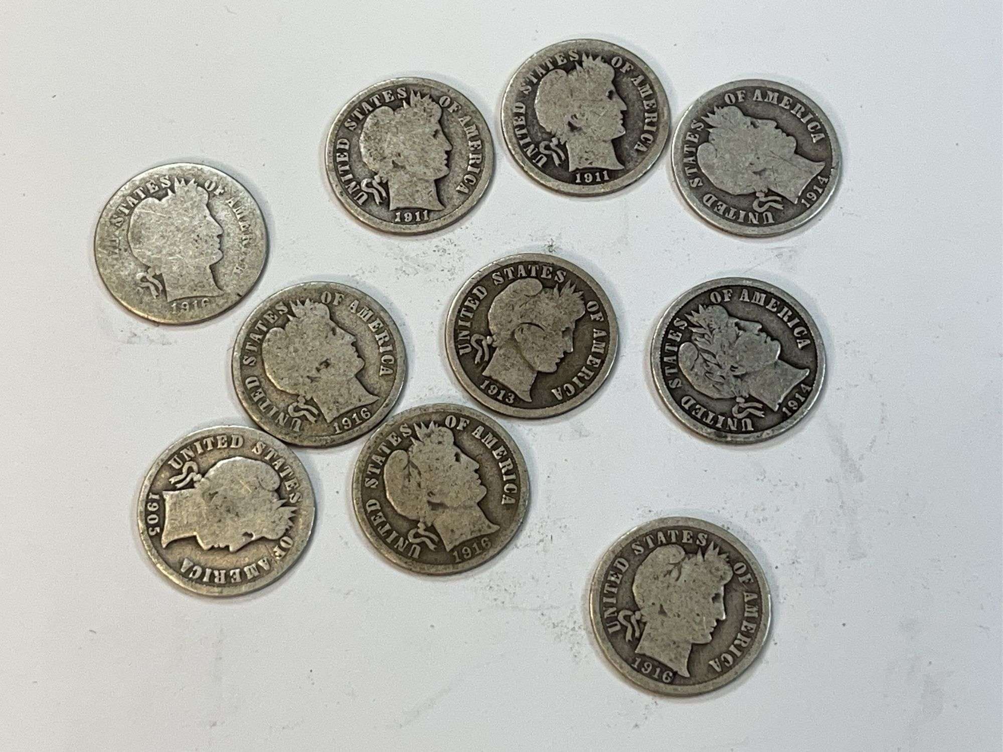 (10) Barber Dimes