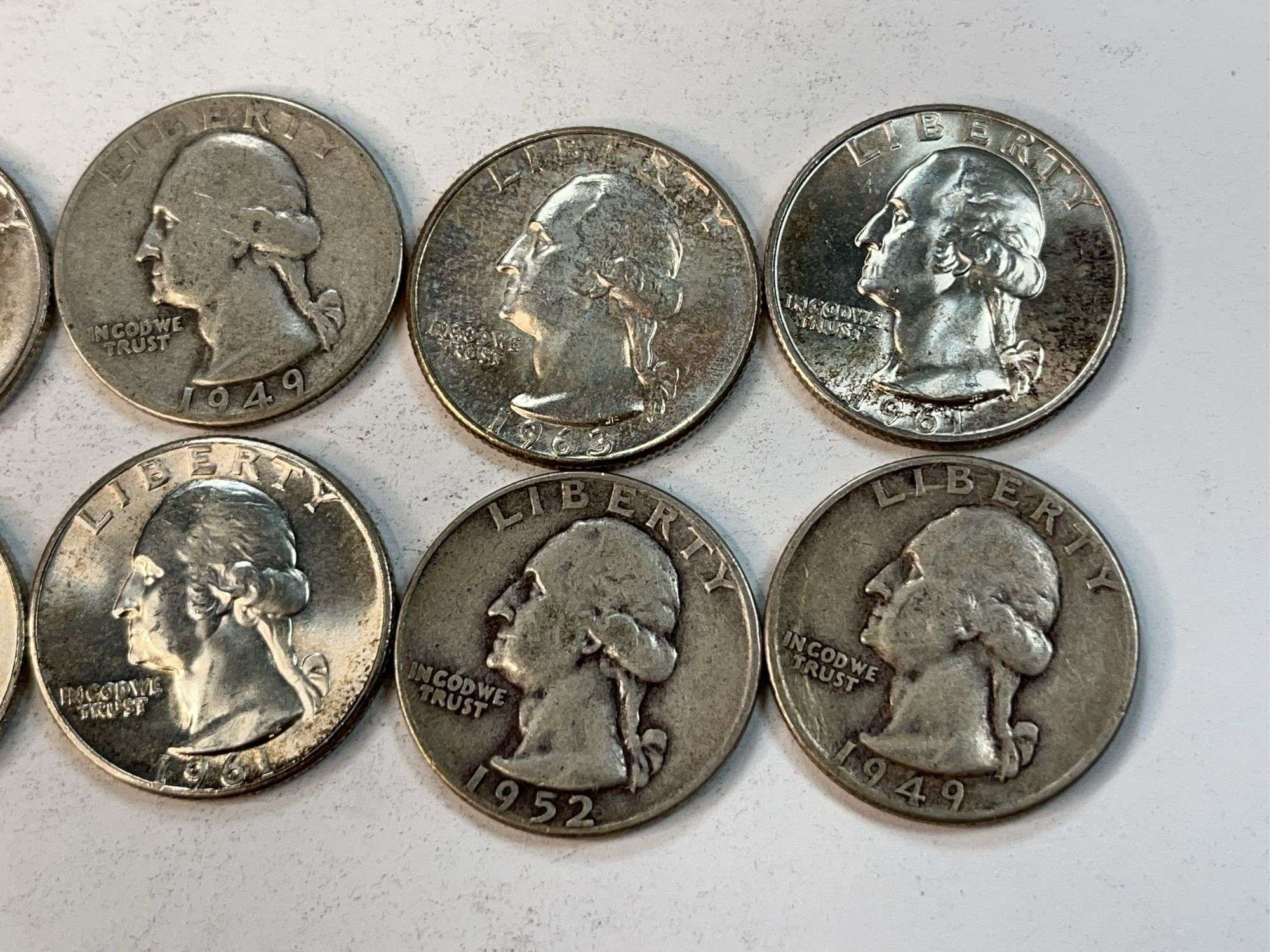 (10) Silver Washington Quarters