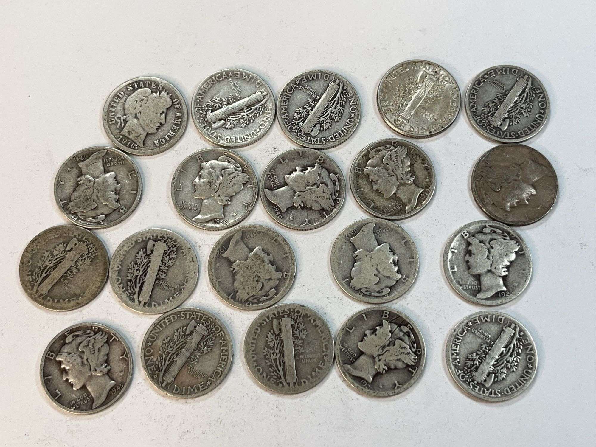 (20) Mercury Dimes