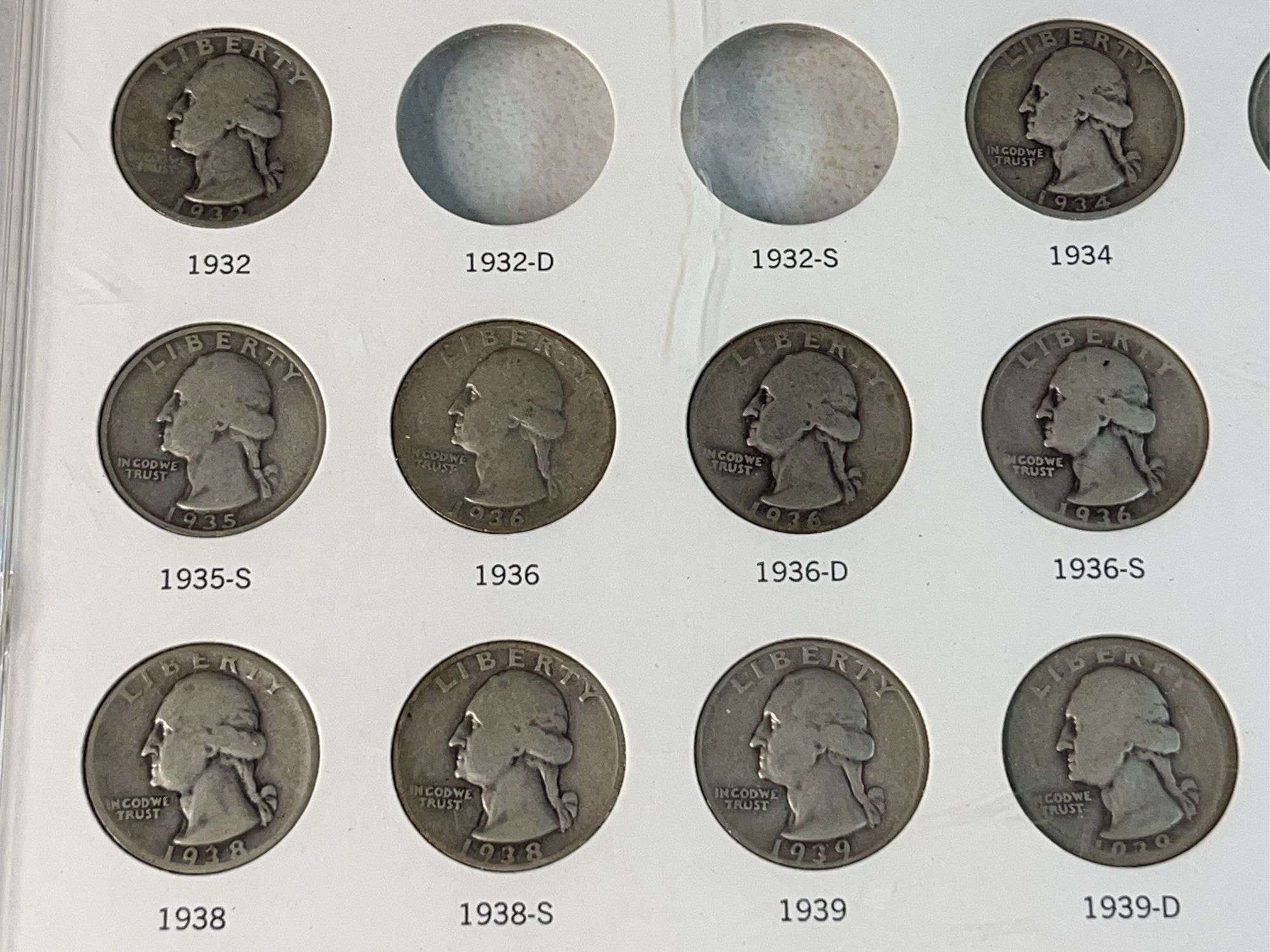 Washington Quarters Set -Missing 32-D, 32-S