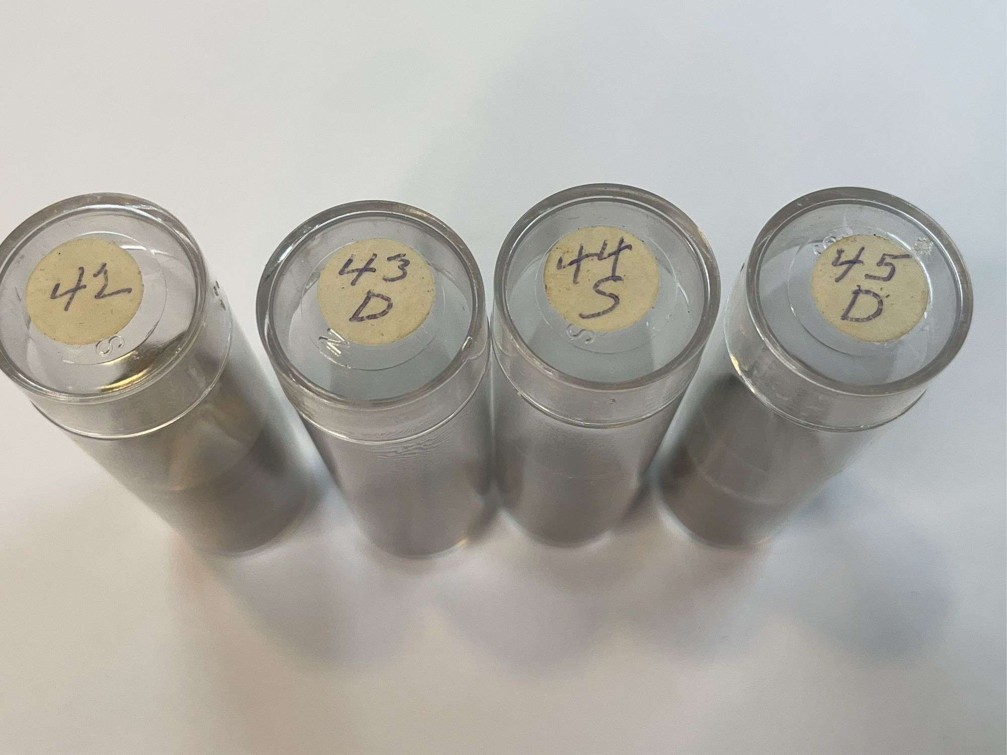 (22) 1942, (1) 1943D, (4) 1944S, (16) 1945D Jefferson Nickels