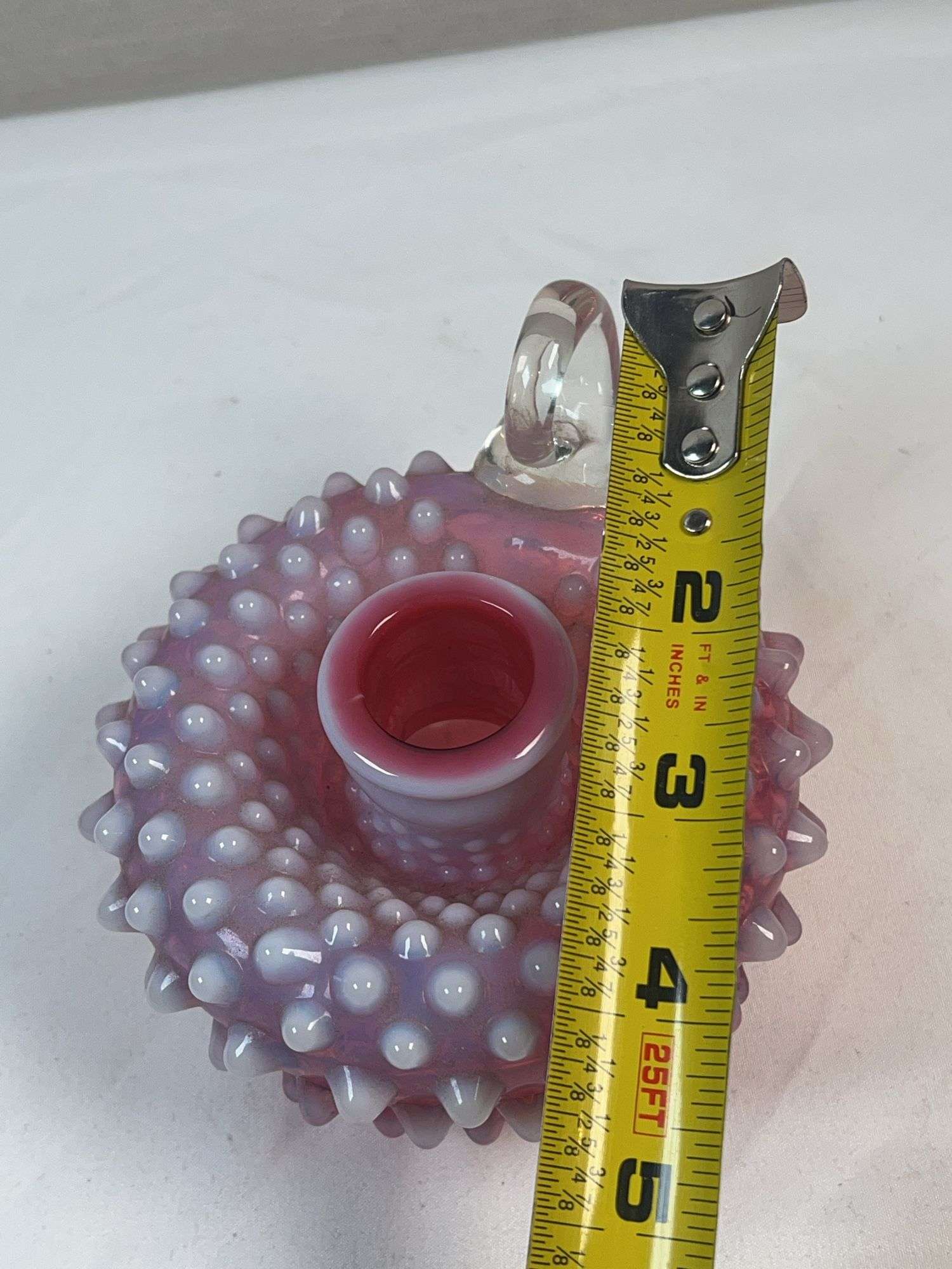 Fenton Plum Opalescent Hobnail Candleholder