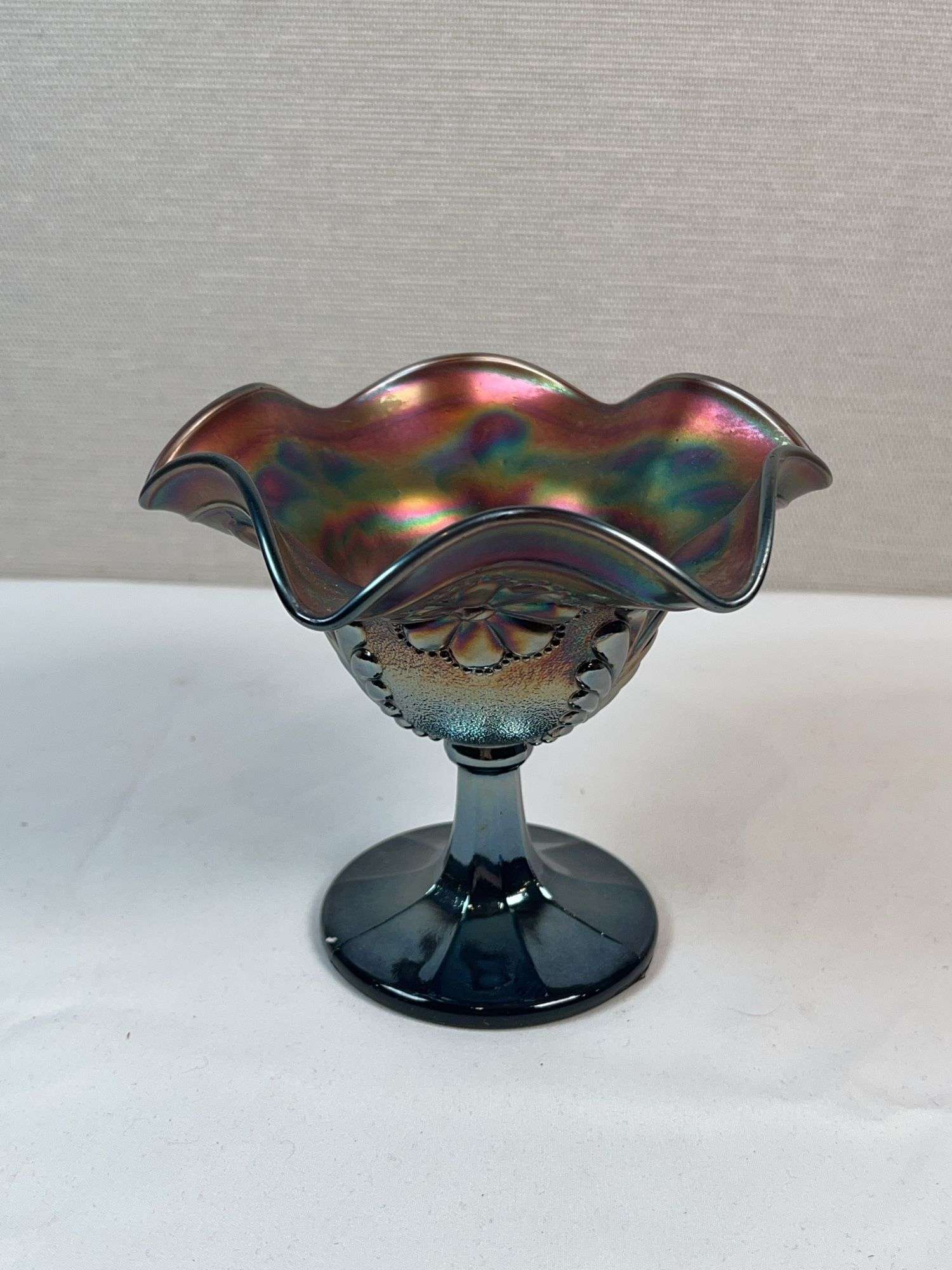 Northwood Amethyst Carnival Glass Grape & Cable Compote