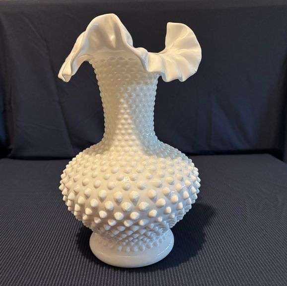 11" Fenton Hobnail milk glass Vase