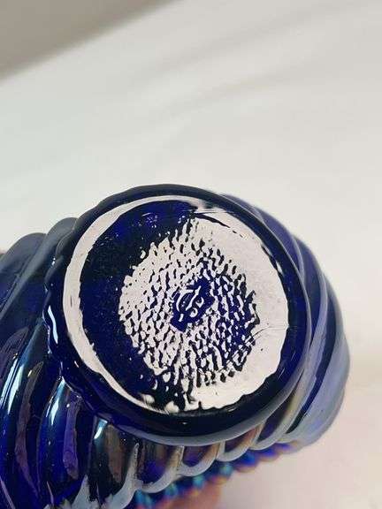 Imperial Glass Vase Iridescent Cobalt Blue