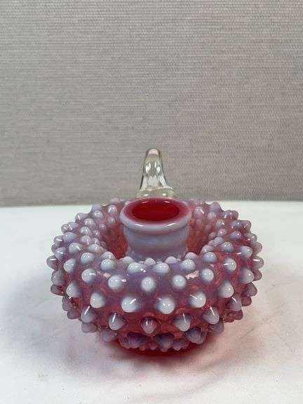 Fenton Plum Opalescent Hobnail Candleholder