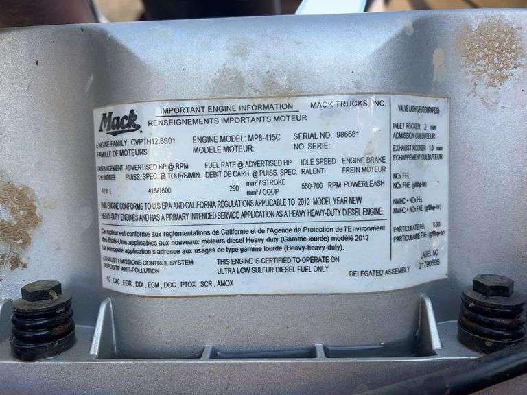 2013 Mack CHU613 miles & hrs unknown- doesn't run