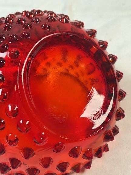 Vintage Fenton Hobnail Amberina Orb Ashtray Trinket glass