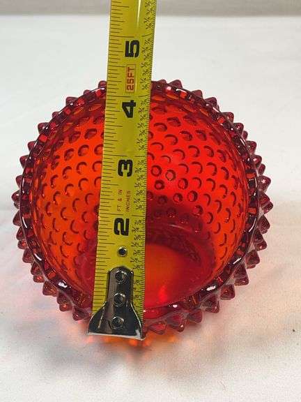 Vintage Fenton Hobnail Amberina Orb Ashtray Trinket glass