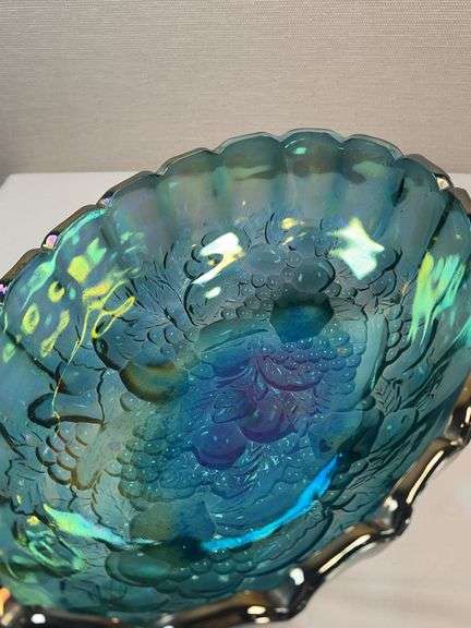 INDIANA CARNIVAL GLASS IRIDESCENT BLUE BOWL
