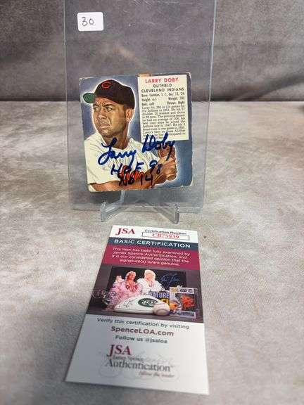 Larry Doby Signed Red Man Tobacco Card - JSA