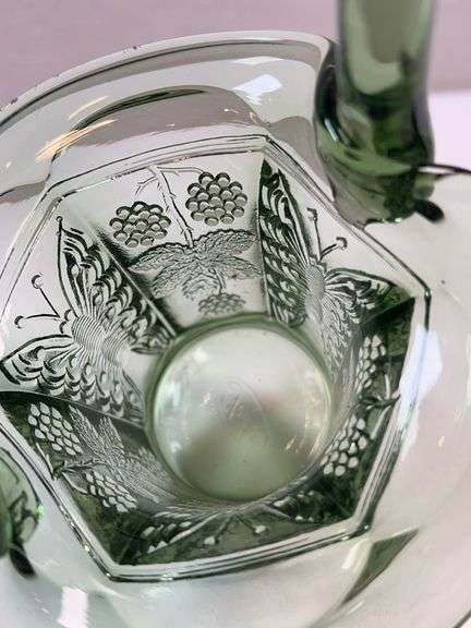 Fenton Colonial Green Embossed Basket – Orange Tree Pattern