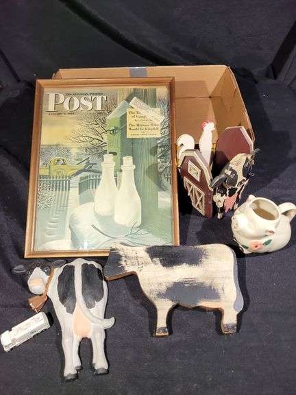 PIG CREAMER (chipped) , COW DECOR & HUSKY MILK TRUCK