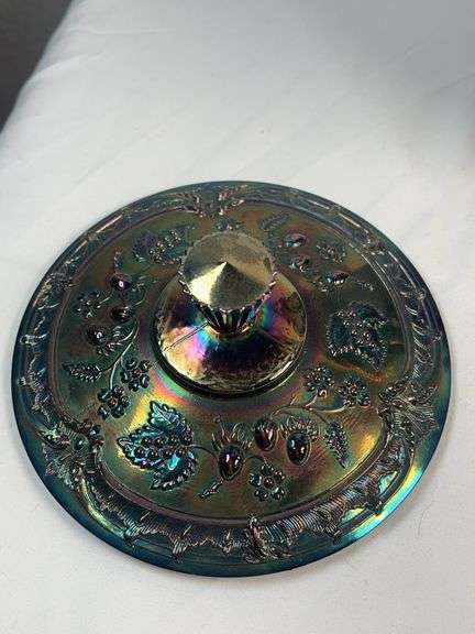 Fenton Glass Amethyst Carnival Wild Strawberry Candy Compote W/ Lid