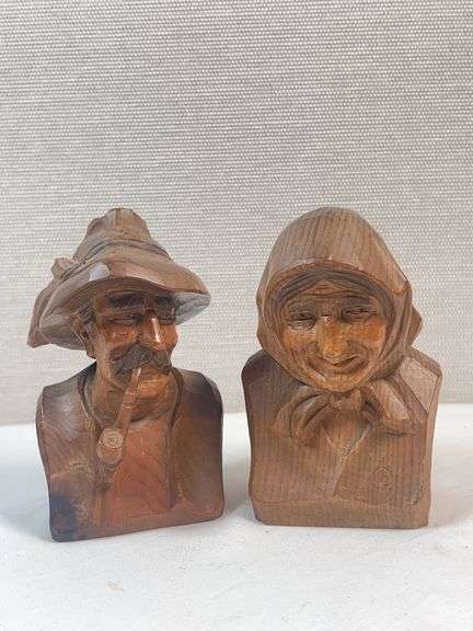 GERMAN HAND-CARVED HEAD FIGURINES
