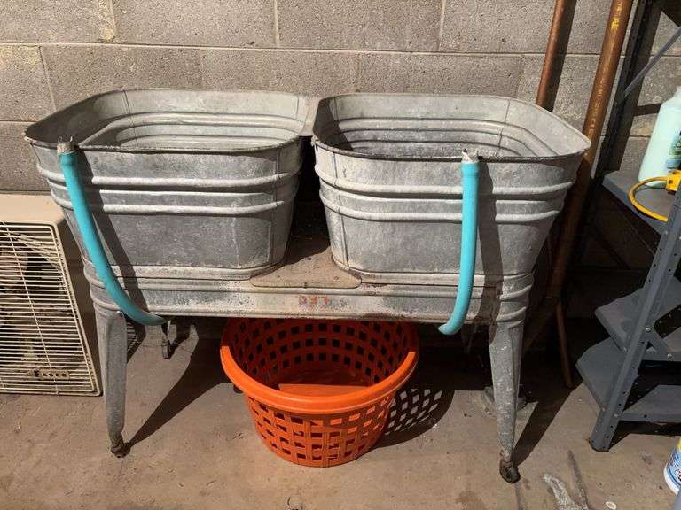 Galvanized double wash tub
