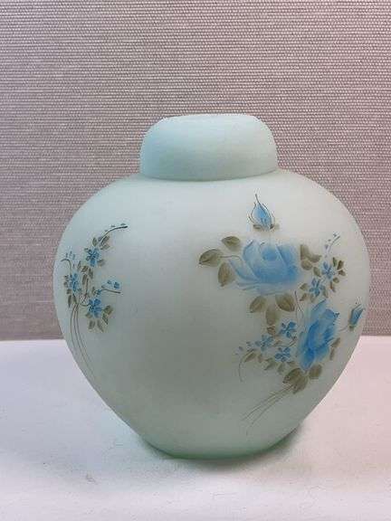 Fenton Blue Satin Ginger Jar