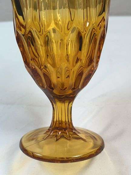Fenton Colonial Amber Thumbprint Handkerchief Vase