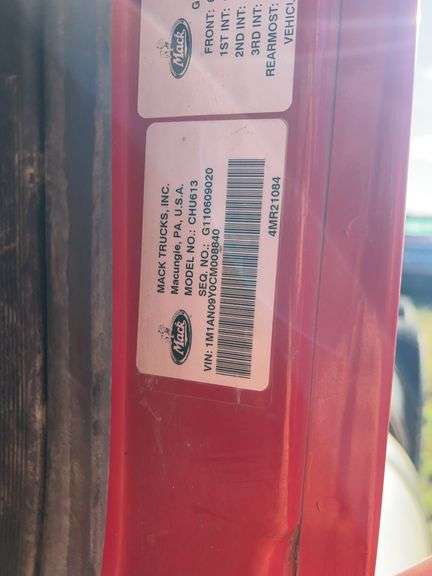 2012 Mack CHU613 showing 44,403 mi, 1,682 hrs- runs