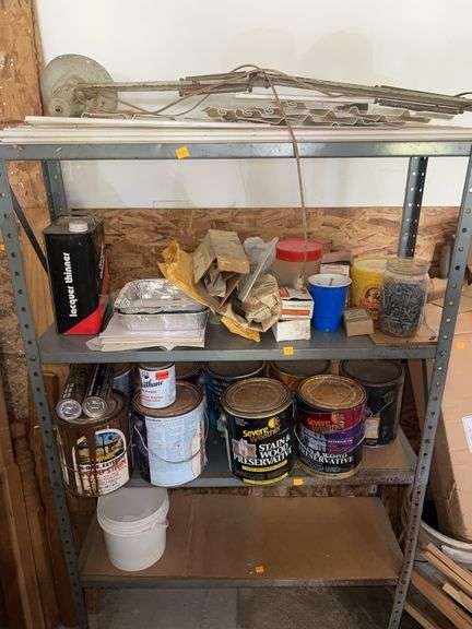 Metal Shelving Unit and Contents