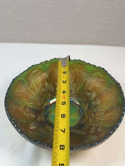 FENTON GREEN CARNIVAL THORN PATTERN