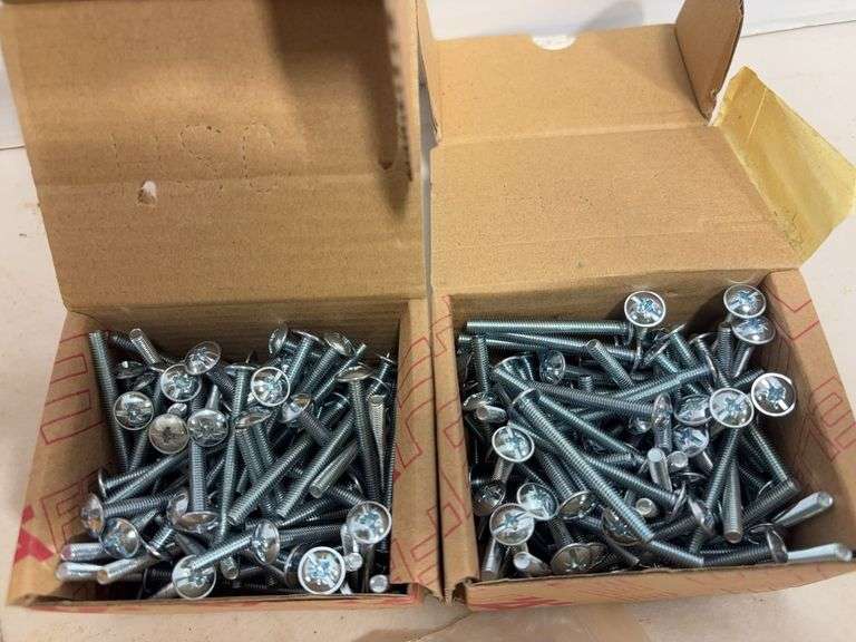 Wooden organizer box w/ fasteners, misc. hardware & more