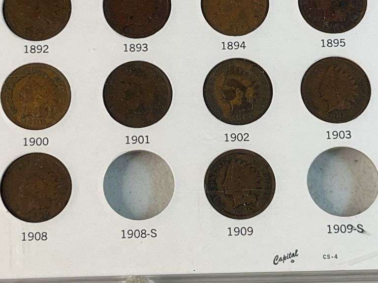 Flying Eagle and Indian Head Cents Set -Missing 1877, 1908-S, 1909-S