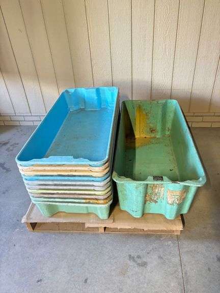 11 Plastic Totes 43"L 20"W