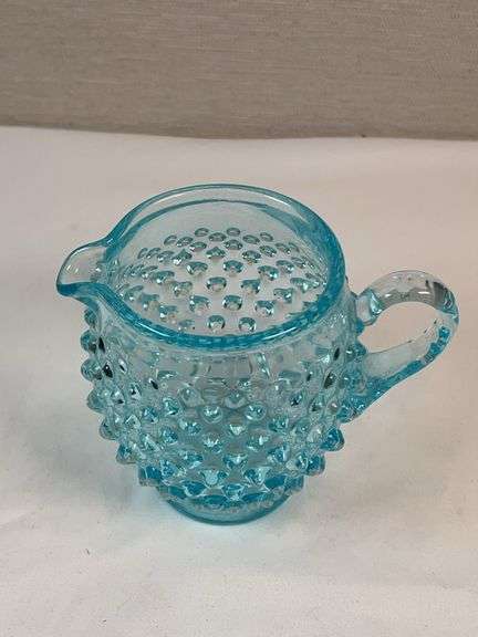 Fenton Blue Opalescent Hobnail Creamer