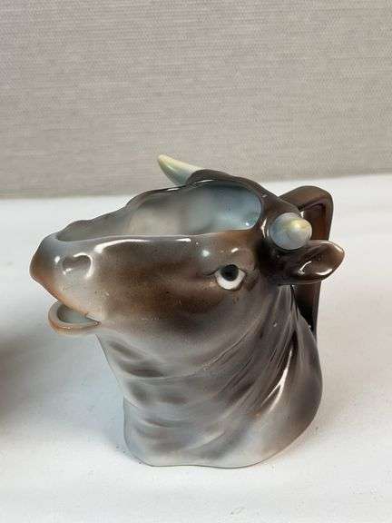 Royal Bayreuth Figural Creamer Pair – Elk & Bull