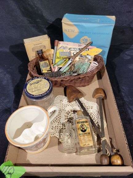 MUSTACHE CUP, VINTAGE BOTTLE , SHOE STRETCHER & more