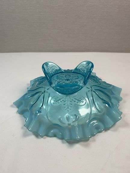 JEFFERSON BLUE OPALESCENT RUFFLED EDGE BOWL