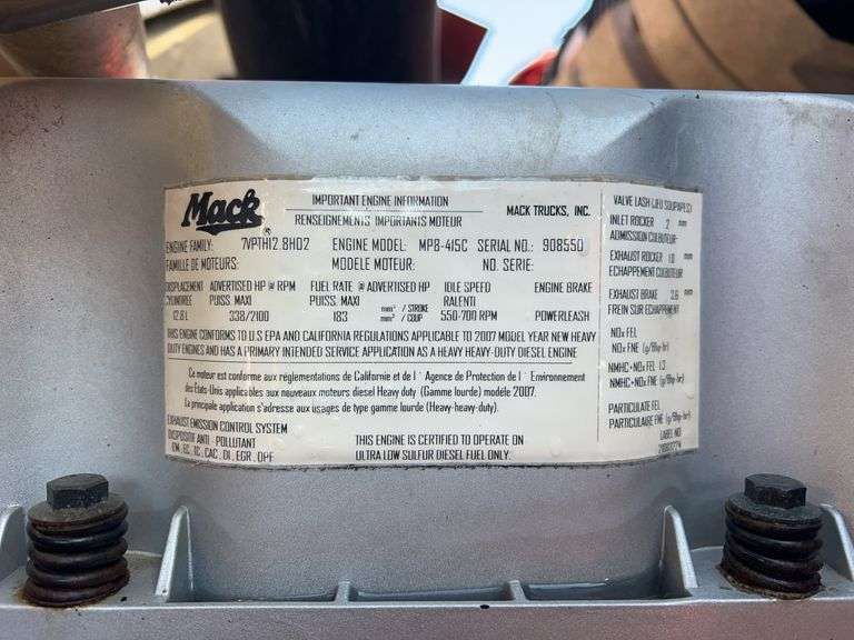 2008 Mack CHU613 52,535 mi, 8,497 hrs- runs