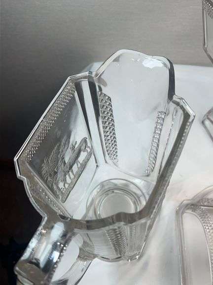 ANTIQUE MCKEE EAPG DEER AND PINE TREES GLASS SET