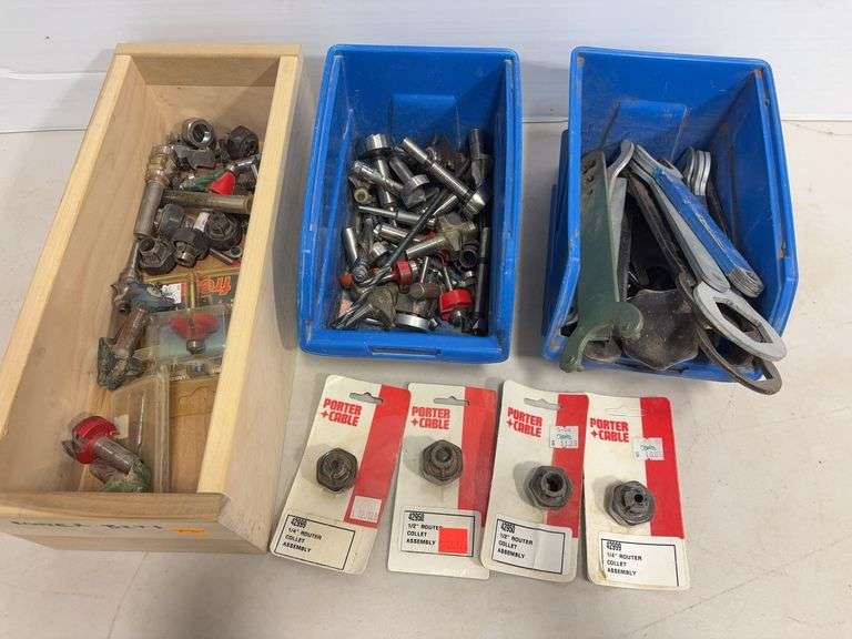 Flat of router bits, wrenches & more