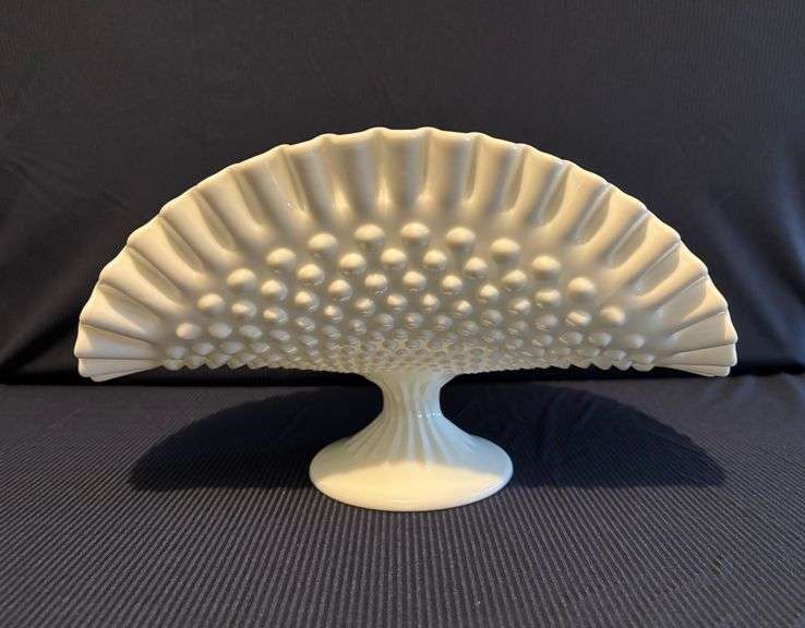 Fenton Hobnail milk glass Banana Bowl