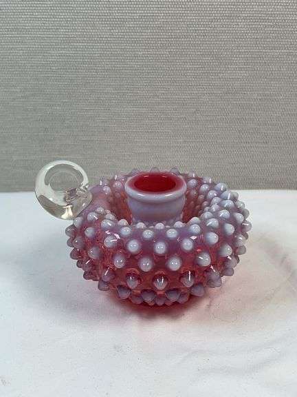 Fenton Plum Opalescent Hobnail Candleholder