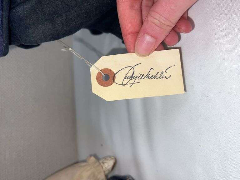 Judy Wachlin Primitive Giraffe Couple – Handmade Folk Art Cloth Dolls – Signed Pair