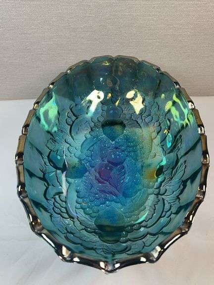 INDIANA CARNIVAL GLASS IRIDESCENT BLUE BOWL